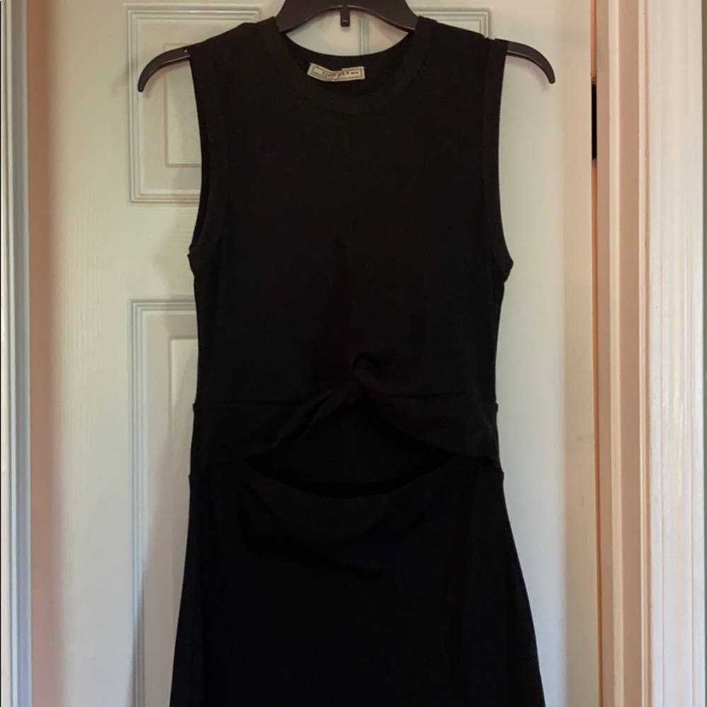 Black knit dress with open middle section